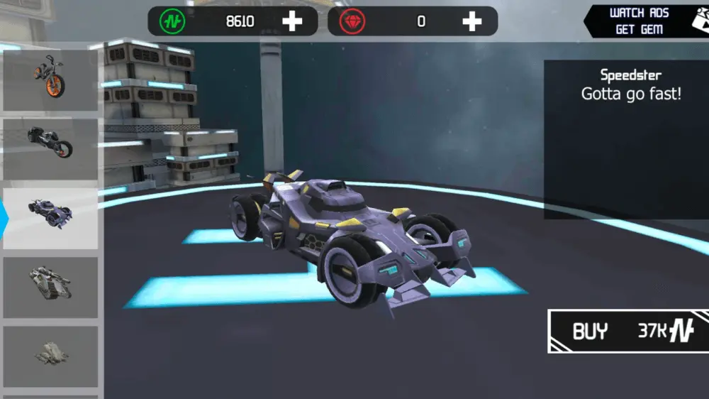vehicles and weapons of Space Gangster 2 apk